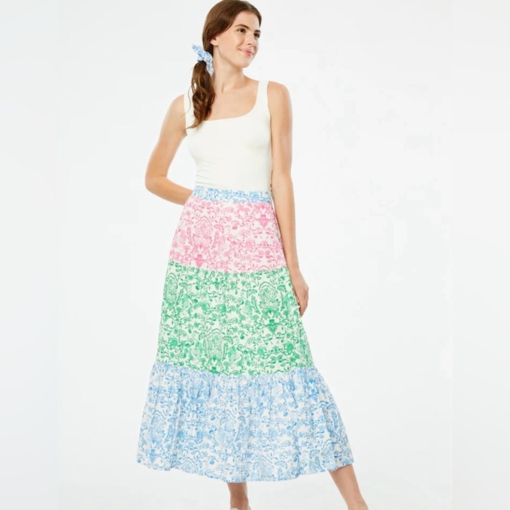 ROLLER RABBIT Floral Maxi Skirt - Pink, Green, and Blue